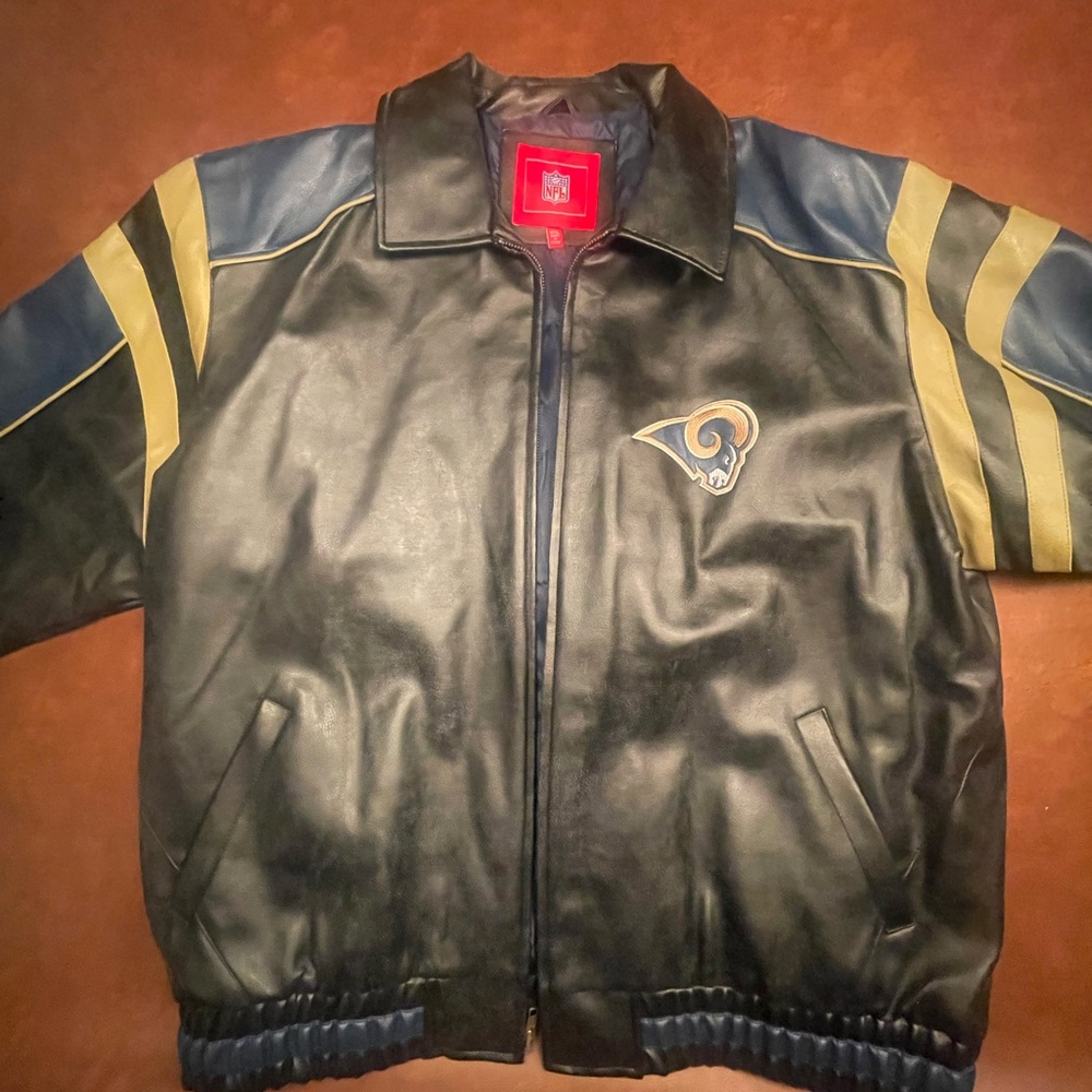 Vintage NFL St.Louis Rams Faux Leather Jacket  2XL